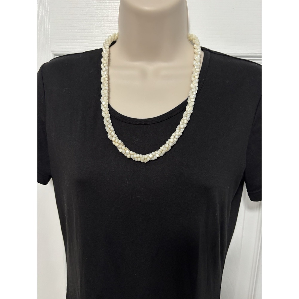 Vintage White Beaded Twisted Necklace Classic Timeless Statement Cocktail Glam